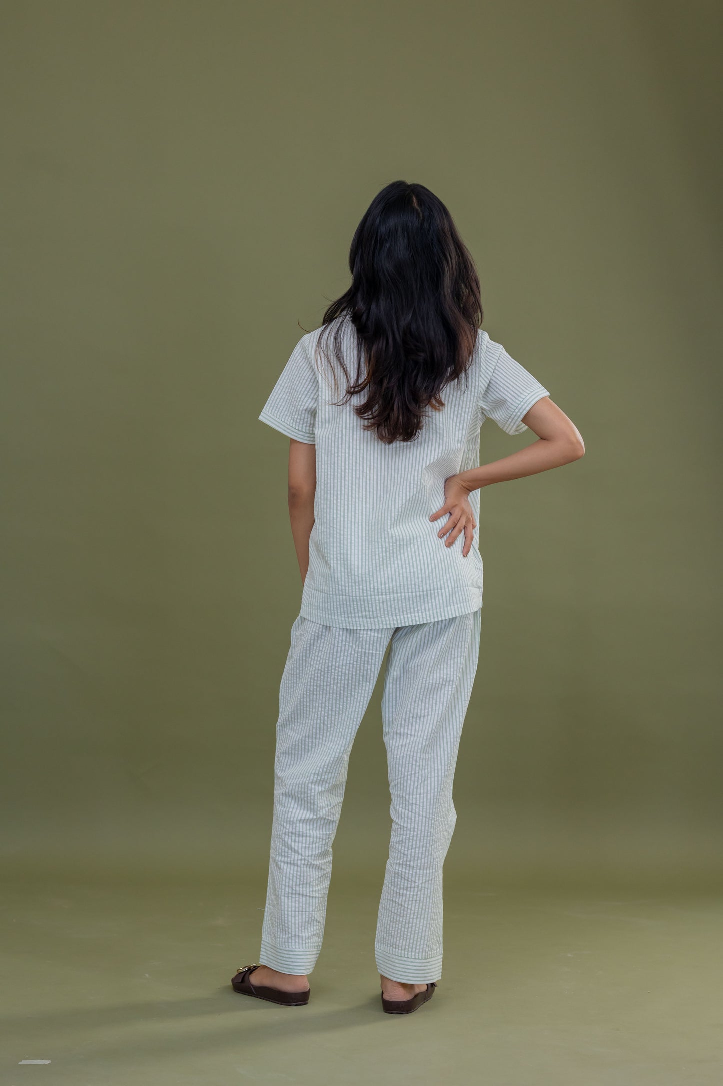 PASTEL GREEN STRIPE COTTON SET