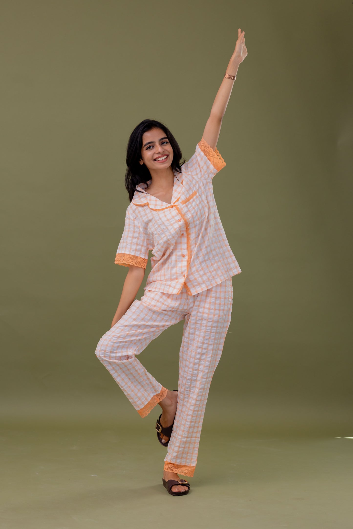 APRICOT CHECK LOUNGE SET