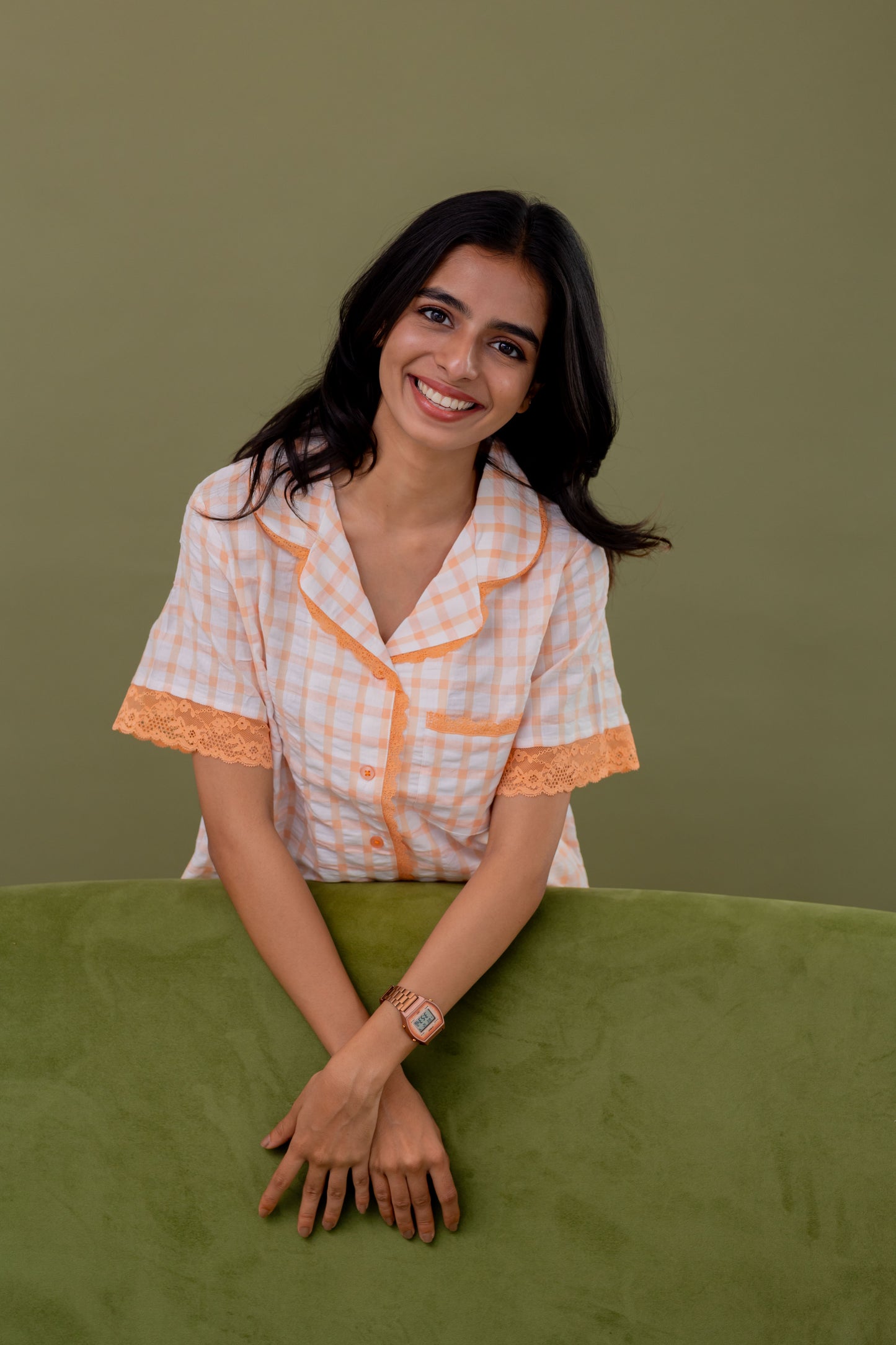 APRICOT CHECK LOUNGE SET