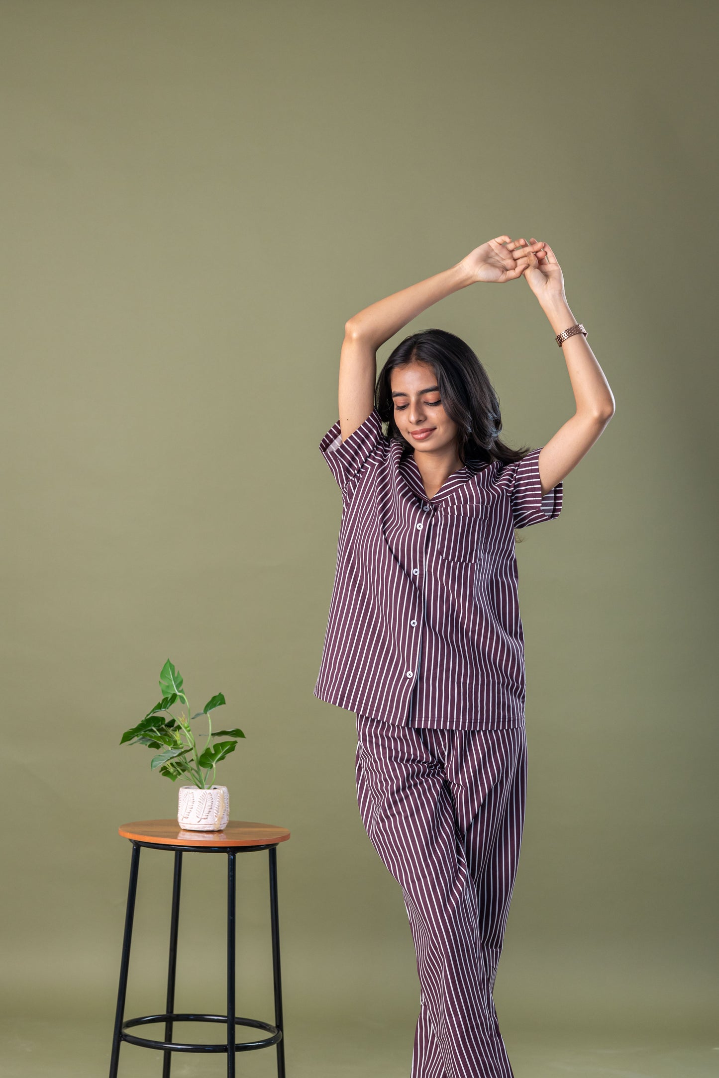 BERRY STRIPE COTTON PYJAMAS