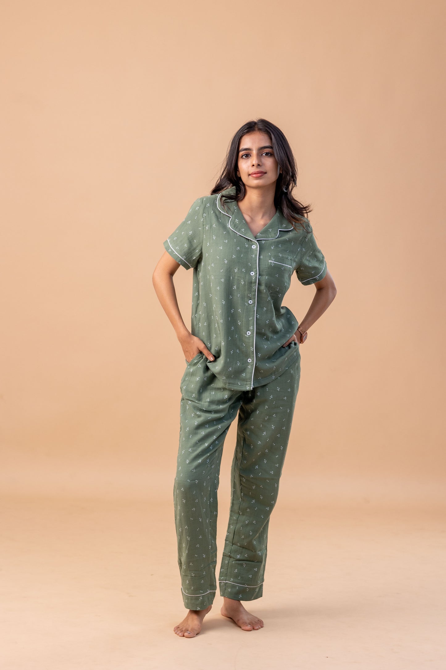 Moss Dusk Green Muslin Pyjamas