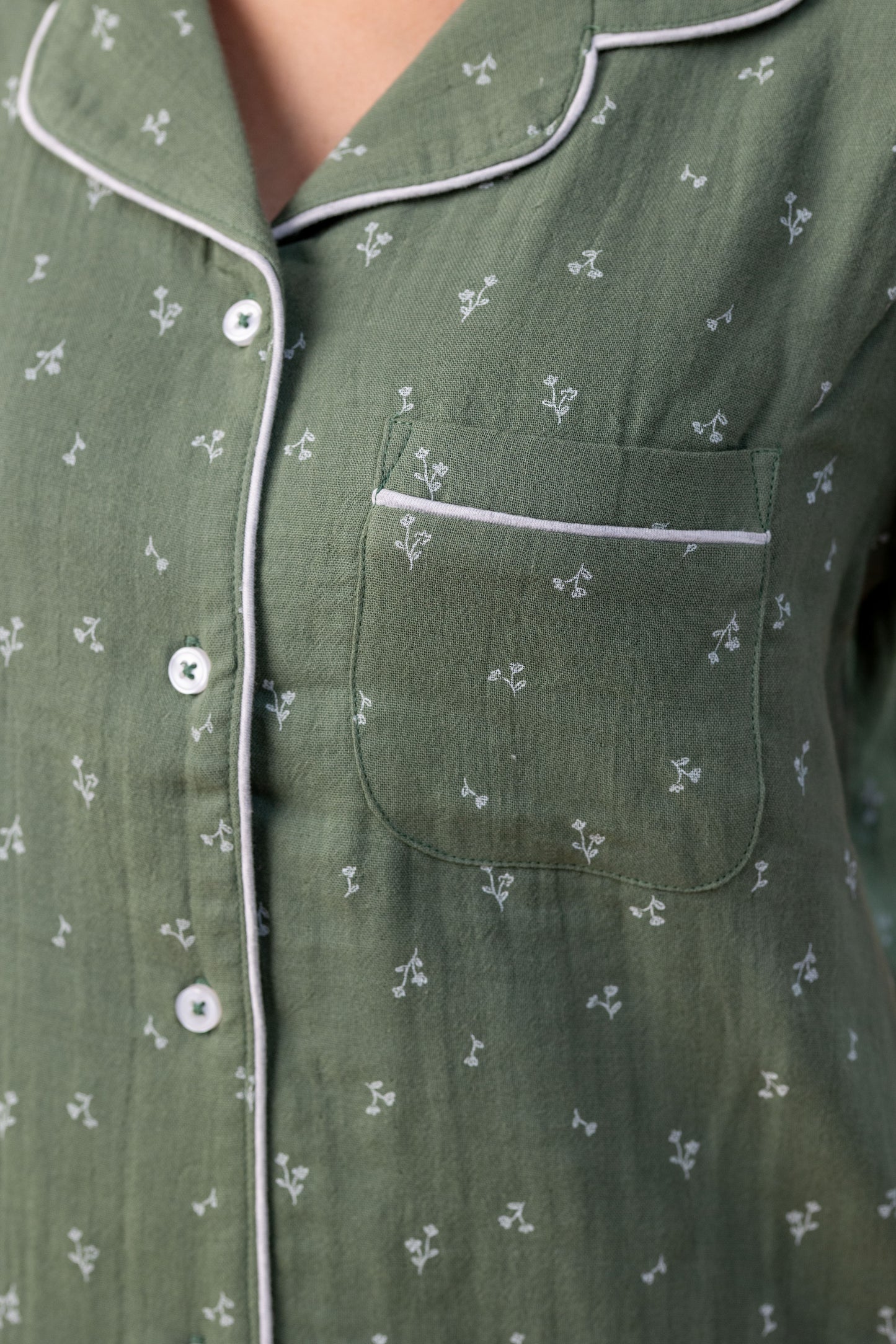 Moss Dusk Green Muslin Pyjamas