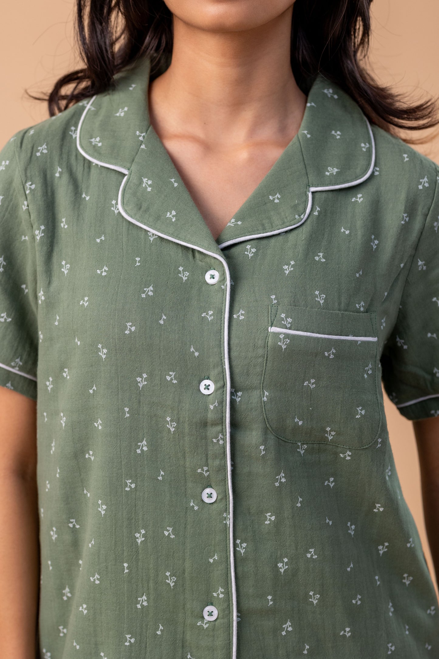 Moss Dusk Green Muslin Pyjamas